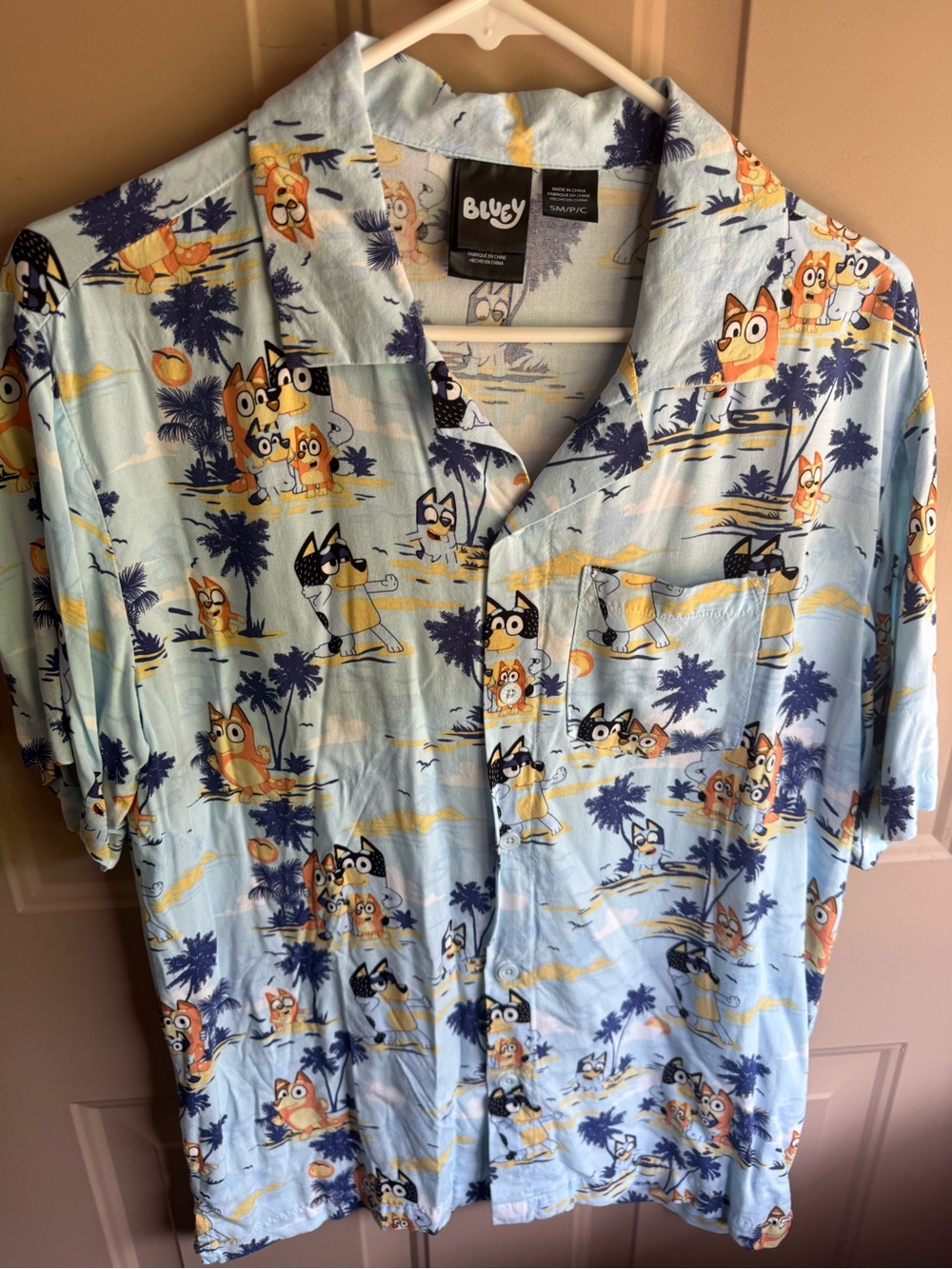 Bluey Cartoon-Print Short-Sleeve Button-Down Shirt by Bluey